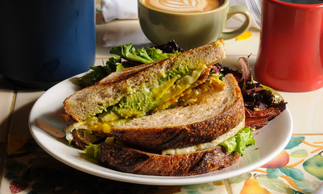 Egg, Avocado, Bacon Sandwich.